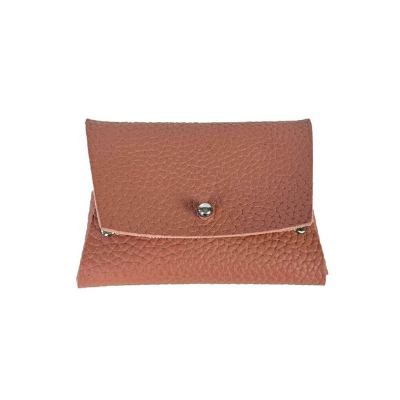 Real Pebbled Leather Business Card Case - Blush Pink - Picture 1 of 4